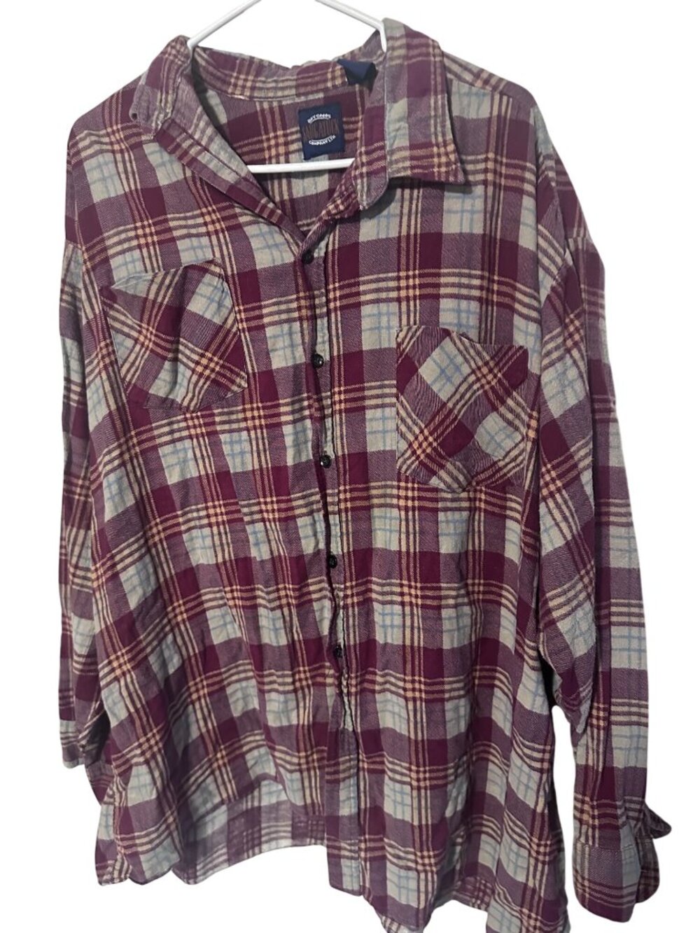Saugatuck Drygoods Company red blue tan plaid button up size 2X